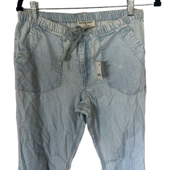We the Free Low Rise Light Blue Trousers Joggers Pants Ankle Tie Women's S NWT - Picture 3 of 6